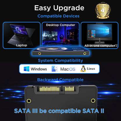 FX815 4TB SSD, 2.5" SATA SSD, Internal Solid State Drive, Up to 560MB/s, 3D NAND SLC Cashe, Compatible with Laptop & PC Desktop