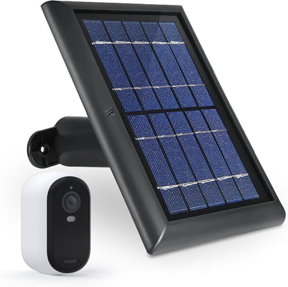 Wasserstein Solar Panel Compatible with Arlo Essential 2K Outdoor Security Camera (2nd Gen) / XL (2nd Gen) & Essential Spotlight (Camera NOT Included) - (1-Pack, Black)