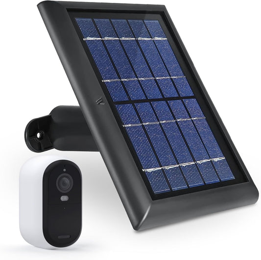 Wasserstein Solar Panel Compatible with Arlo Essential 2K Outdoor Security Camera (2nd Gen) / XL (2nd Gen) & Essential Spotlight (Camera NOT Included) - (1-Pack, Black)