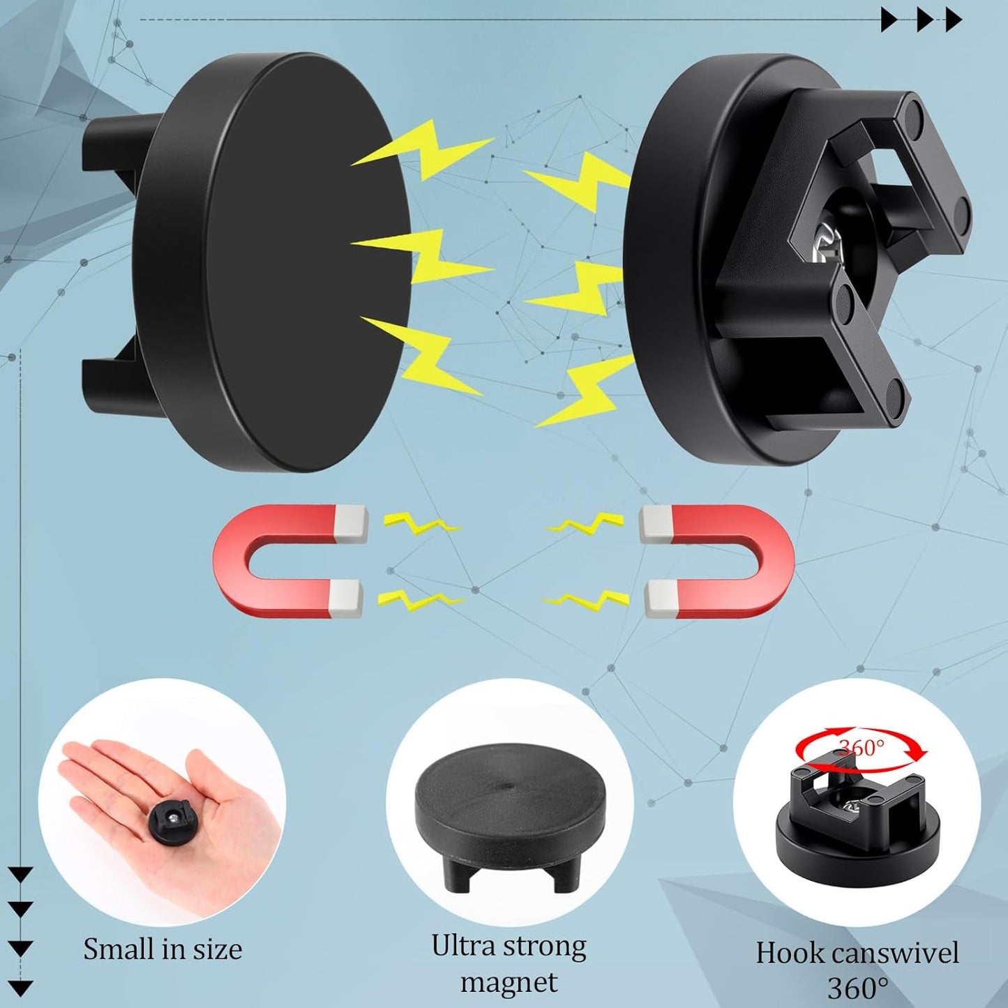 Yookeer 120 Pieces Magnetic Zip Tie Mount Multipurpose Cable Holder Magnets Magnetic Wire Management Bases with Heavy Duty Zip, Mount Nylon Cable Ties in Total (31mm)