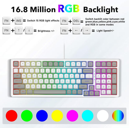 HUO JI Z-99 Wired Mechanical Keyboard, Creamy Sound, Hot Swappable Pre-lubed Linear Switches, Gasket Structure with Sound Dampening Foam, RGB Backlit, 99 Keys Custom Gaming Keyboard for PC/Mac,Gray