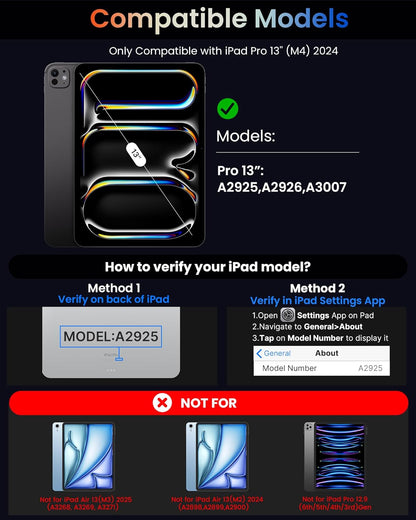 typecase Edge+ Keyboard Case for 2024 iPad Pro 13-inch (M4),Black Keyboard with Litchi Grain Protective Case,Portrait & Typing Modes,Built-in Trackpad,11-Color Backlight,Magnetic Stand,Pencil Holder