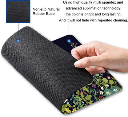Floral Mouse Pad, Square Waterproof Non-Slip Rubber Base Mouse Pad for Office Laptop, 9.5"x7.9"x0.12" Inch (Weed Flower)