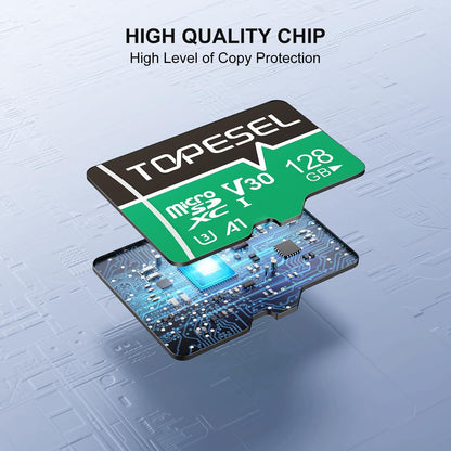 TOPESEL Micro SD Card high Speed 90mb per Second TF Card 4K Recording Memory Card with Adapter (3 Pack, 128, GB)