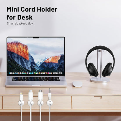 18 Pack Mini Cable Clips, Znben Cord Organizer Holder Adhesive Cord Management Charger Wire Holder Clips for Desk, Home, Office, Car, Cubicle, Nightstand White