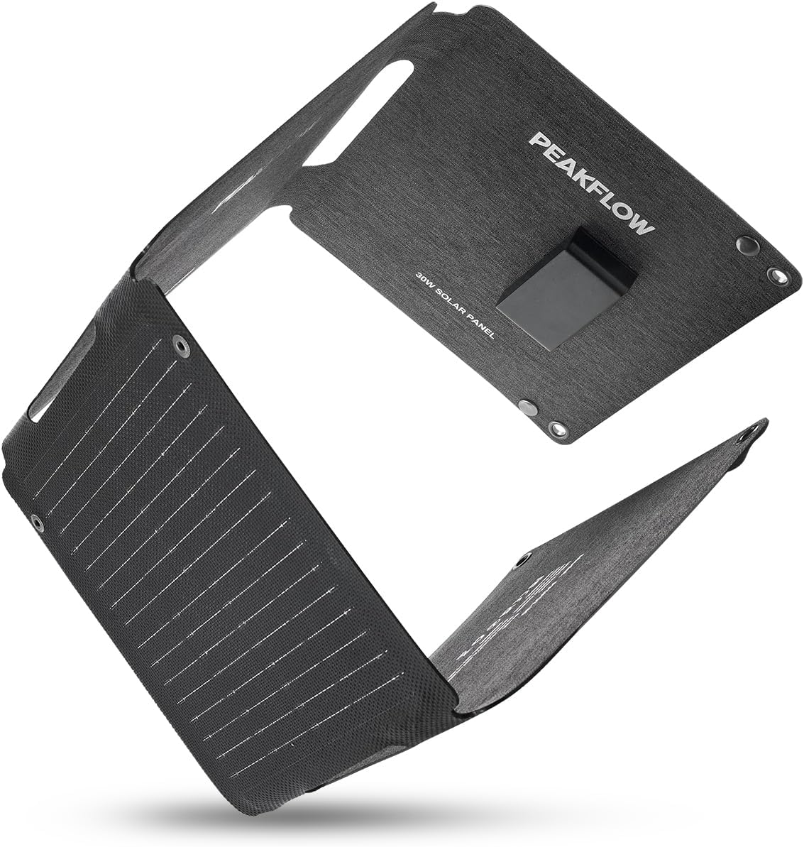 PEAKFLOW 30W Solar Panel,Foldable Portable Solar Panel,25.4% High-Efficiency, USB-A and 2 USB-C Ports, Folding IP 68 Waterproof Solar Panels with Carabiners for Camping