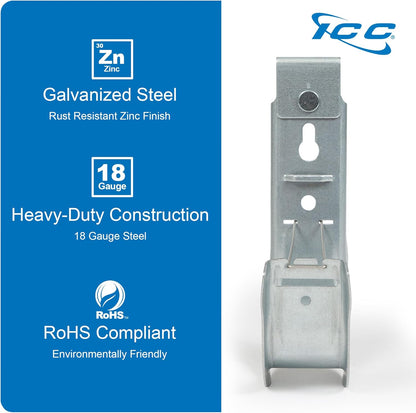 ICC Ceiling Mount J Hook 2” with Retainer Clip - Galvanized Steel Cable Management Hooks for Hanging Cable - Rust-Resistant, EIA and TIA Compliant - 2 Inch 25-Pack