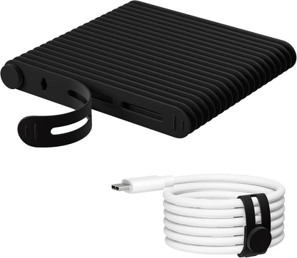 20Pcs Nearockle Reusable Cable Ties, Adjustable Silicone Cord Organizer Small Zip Ties for Charging Cords Earphone Computer Wire, Office Desk Cable Management Travel Accessories(Black)