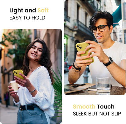 FireNova Designed for iPhone 14 Case, Silicone Upgraded [Camera Protection] Phone Case with [2 Screen Protectors], Soft Anti-Scratch Microfiber Lining Inside, 6.1 inch, Yellow