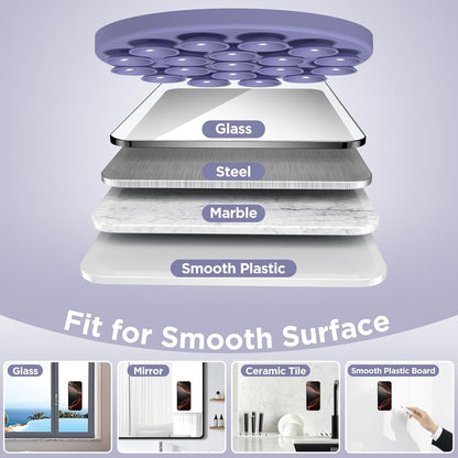 Magnetic Suction Cup Phone Mount for MagSafe Case, Silicone Hands-Free Grip Holder for iPhone and Android, Mirror Shower Phone Stand for Makeup FaceTime Gym Kitchen Bathroom, Lavender