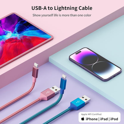 iPhone Charger, Charging Cable 4 Pack (3/3/6/6FT) MFi Certified Nylon Braided USB to iPhone Cables Fast Charging Cord Compatible with iPhone 14 13 12 11 pro max XR XS X 8 7 6 Plus SE and More