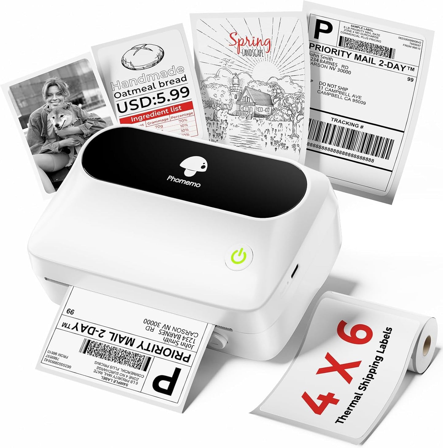 Phomemo Thermal Label Printer, Bluetooth M421 4 x 6 Shipping Label Printer, Portable Printers for Shipping, Warehouse, Barcode, Address,Compatible with Phone & PC,