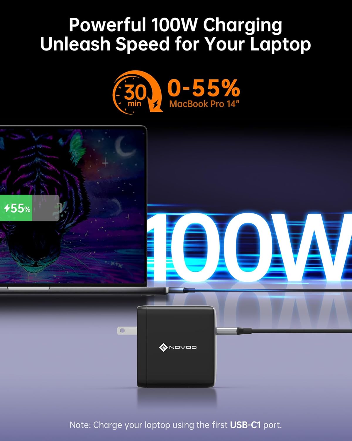 100W USB C Charger, 120W MacBook Pro Charger, 3-Port GaN Fast Charger with PD3.0, PPS, USB C Charger for MacBook pro & MacBook Air, ipad Air, iPhone 15, iPad, Laptops and All USB C Device