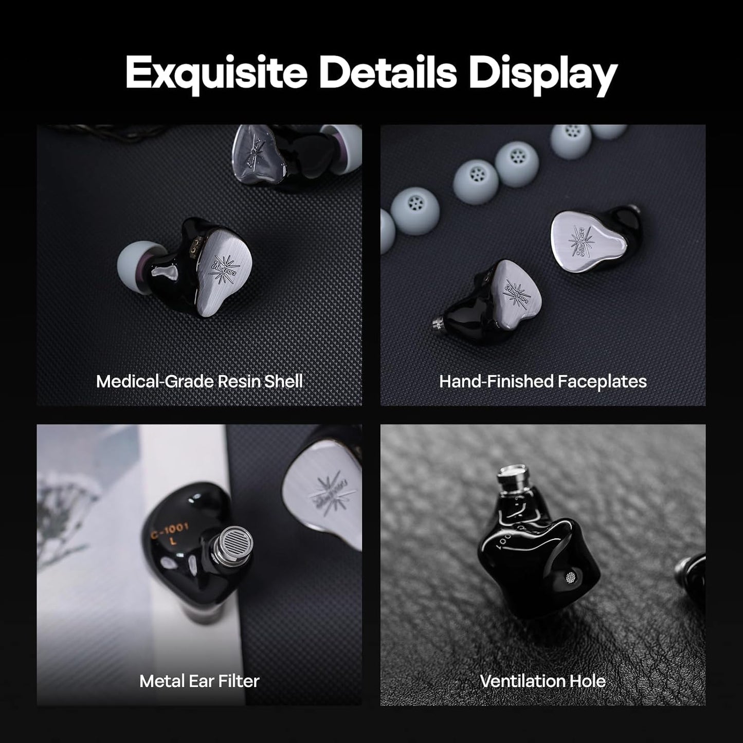 Linsoul Kiwi Ears KE4 in Ear Monitor, 2DD+2BA Hybrid Earphone, Gaming Earbuds, HiFi Wired IEM, with Detachable IEM Cable for Musician Audiophile (Silver)