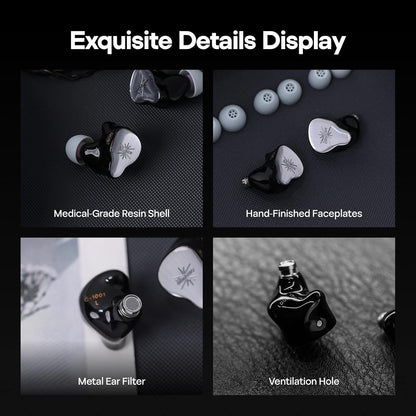 Linsoul Kiwi Ears KE4 in Ear Monitor, 2DD+2BA Hybrid Earphone, Gaming Earbuds, HiFi Wired IEM, with Detachable IEM Cable for Musician Audiophile (Silver)