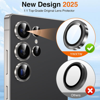 YWXTW [2025 Original Like for Samsung Galaxy S25 Ultra Camera Lens Protector, [Ultra-Thin & 6X Stronger] S25 Ultra Camera Lens Cover, 9H Tempered Glass Upgraded Metal Edging(Titanium Black)