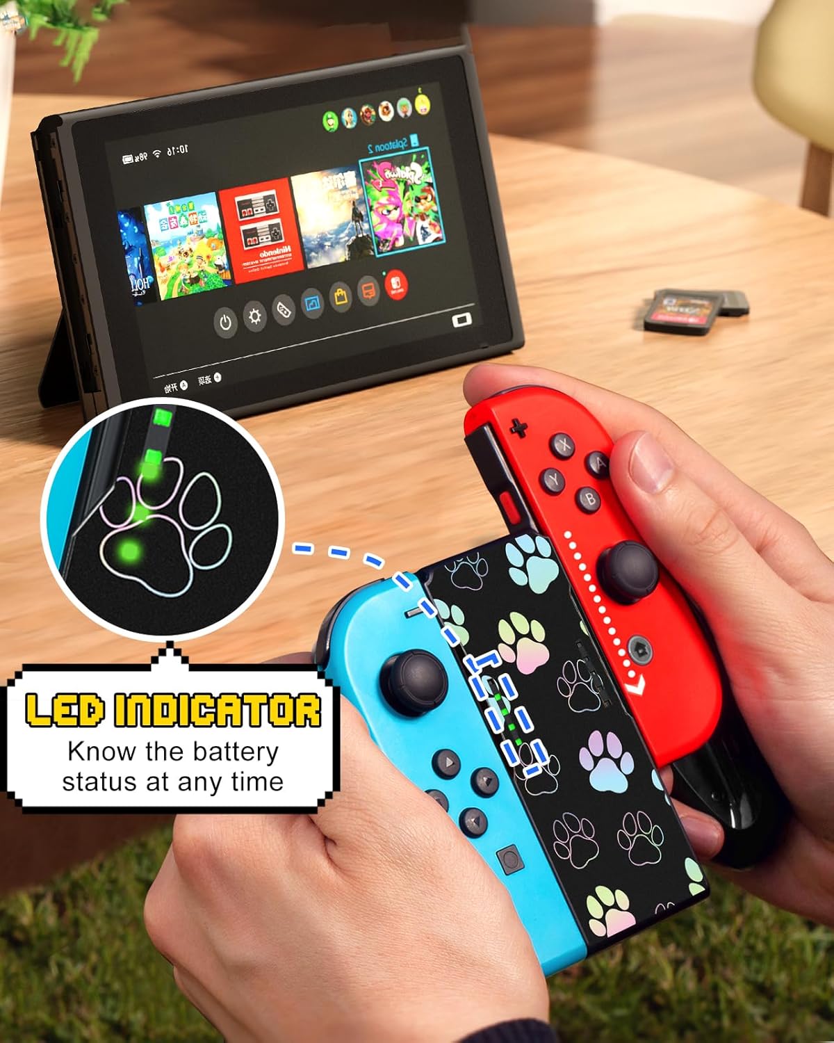 Lotadilo Joy-Con Grip for Nintendo Switch/Switch Oled - JoyCon Comfort Hand Grips Controller for Women Girls Teen Boys Cute Cartoon Design, Dog Paw