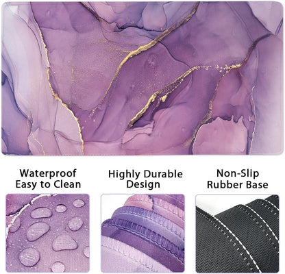 Large Keyboard Mouse Pad Set, Extended Mouse Pad+Keyboard Wrist Rest Support, Memory Foam Ergonomic Easy Typing, 4Pcs (35.4×15.7 in) Desk Pad Set for Home Office Study Game - Purple