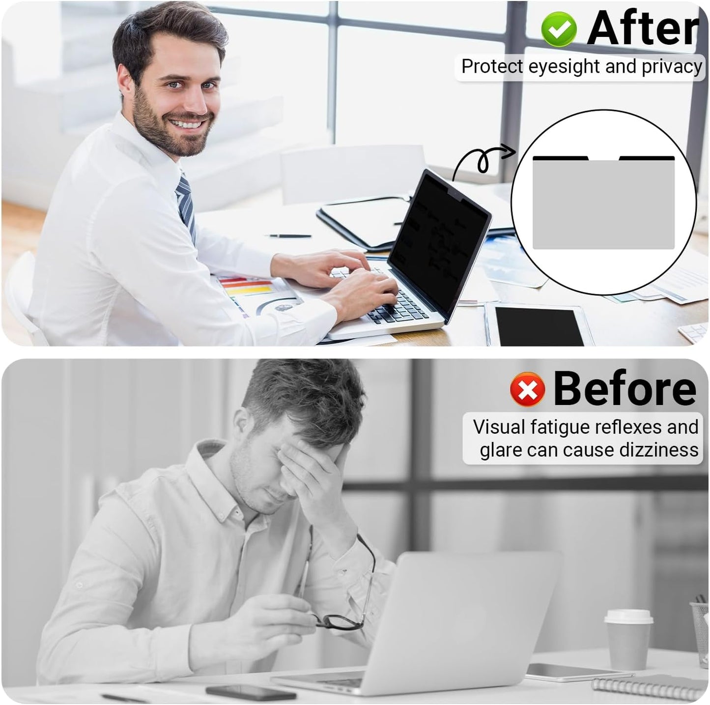 MUBUY-GOL Magnetic Privacy Screen Protector for 16 Inch 16:10 Aspect Ratio Screen 360° Anti-Spy, Anti-Glare, Anti-Blue Light Protection, Enhanced Screen Clarity & Scratch Guard