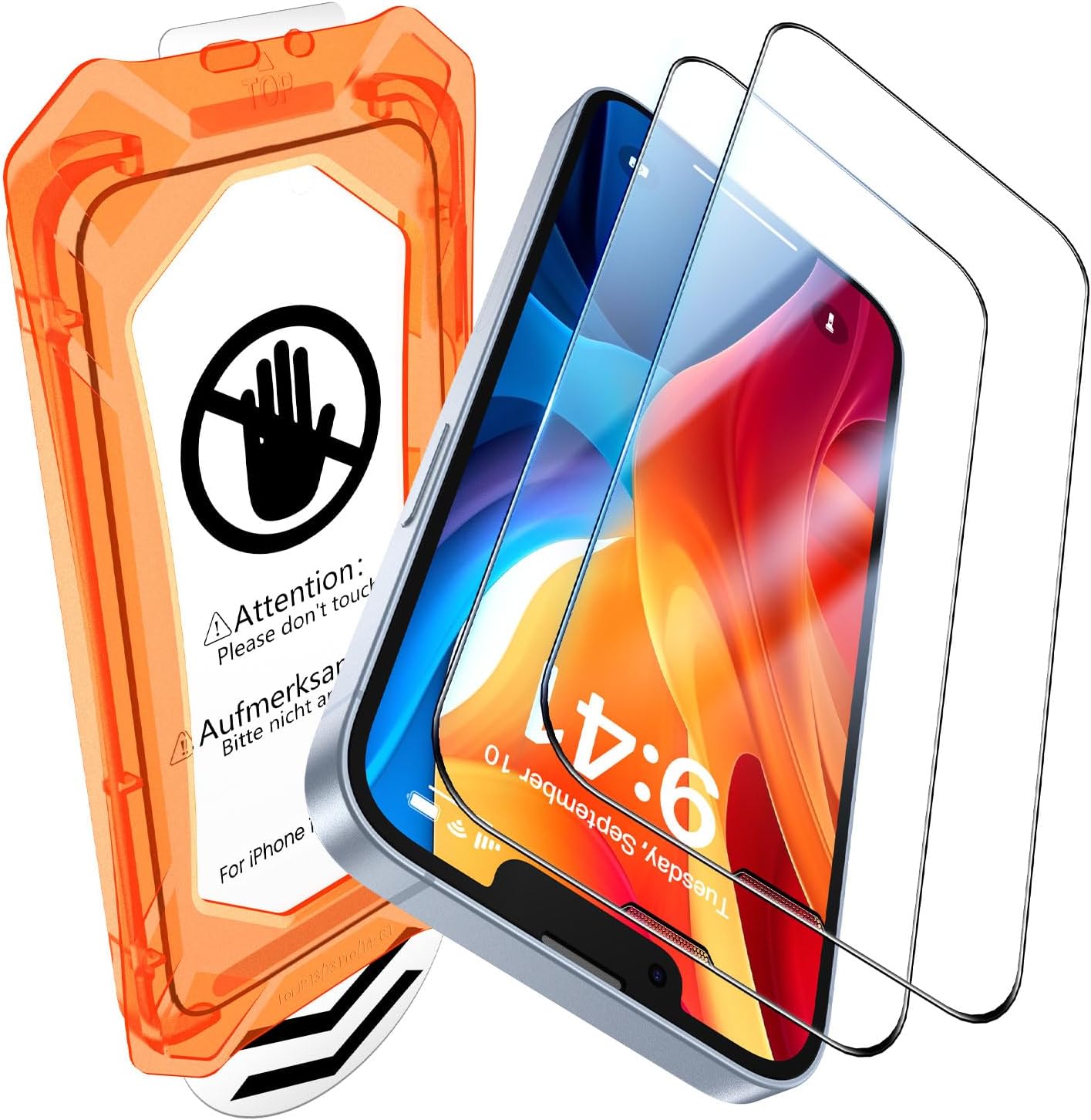 UniqueMe Screen Protector for iPhone 16e / iPhone 13 / iPhone 13 Pro/iPhone 14 Screen Protector Tempered Glass Full Coverage, Easy Installation, Case Friendly 2 Packs