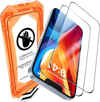 UniqueMe Screen Protector for iPhone 16e / iPhone 13 / iPhone 13 Pro/iPhone 14 Screen Protector Tempered Glass Full Coverage, Easy Installation, Case Friendly 2 Packs
