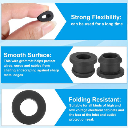 PATIKIL 11.5mm / 7/16 Inch Drill Hole,5/16 Inch ID Rubber Grommets, 12Pcs Top Hat Grommet for Wiring Eyelet Ring Gasket Automotive Firewall Cable Hole Plugs Wires Protection, Black