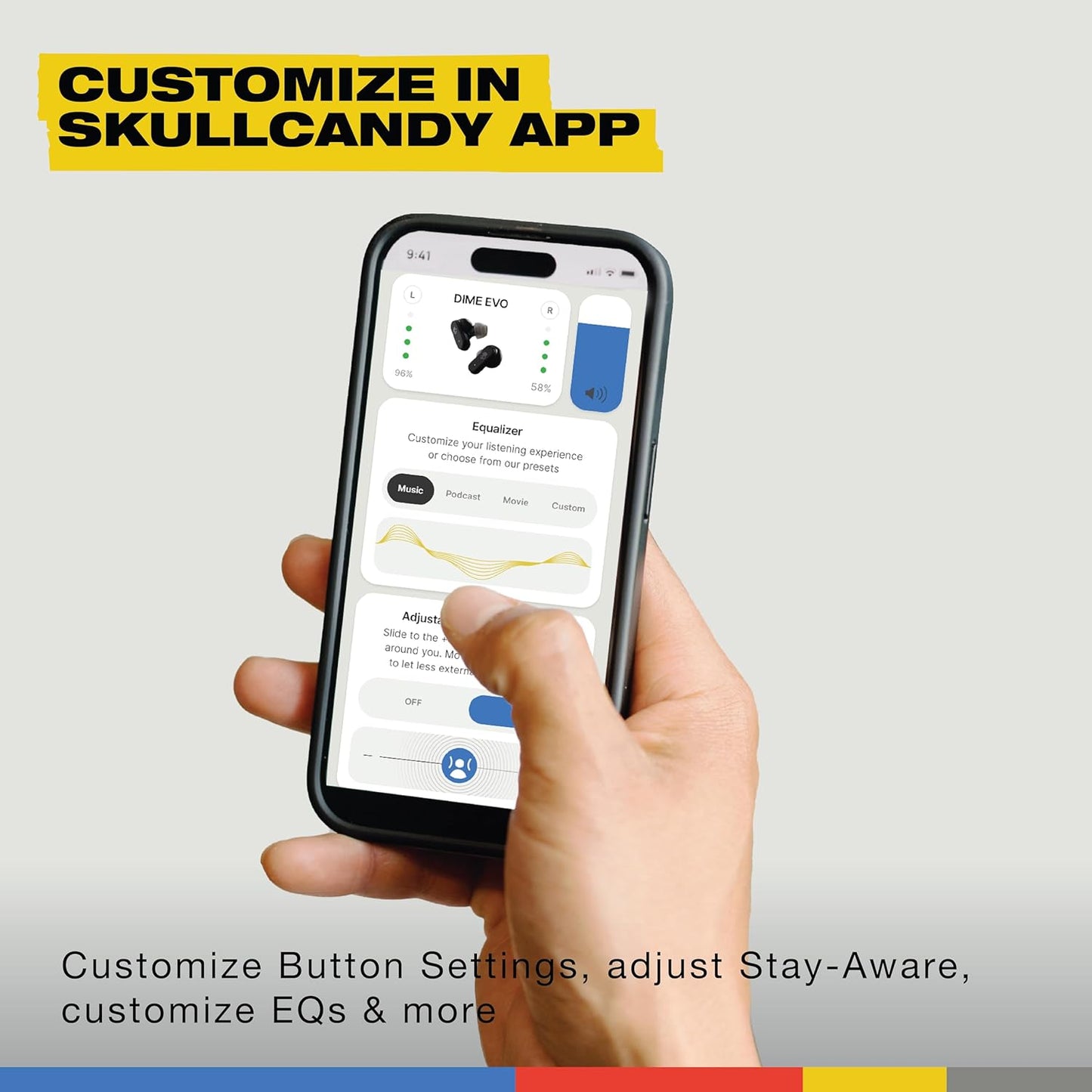 Skullcandy Dime Evo Wireless Earbuds, Bluetooth Headphones, Noise Isolating Fit, Up to 36 Hours Battery, Microphone, Easy Carry with Clip-Anywhere Case - Realtree APX Black/Orange