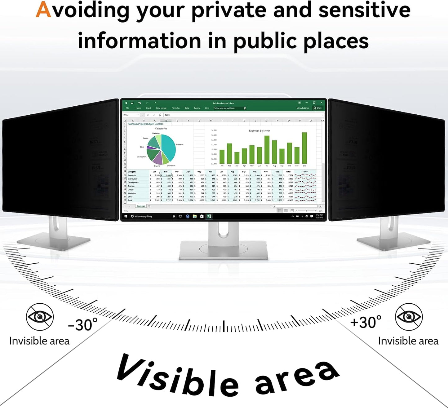 Mamol 22 Inch Computer Privacy Screen Filter for 16:10 Aspect Ratio Widescreen Monitor - Removable Anti Glare Blue Light Filter, Anti-Scratch Privacy Protector Film, Computer Screen Shield 22in