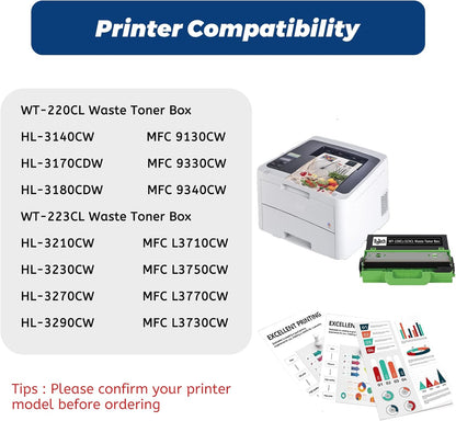 1 Pack Compatible for Brother WT-220CL Waste Toner Box WT-223CL Waste Toner Box Works with MCF-9340CDW HL-3140CW 3170CDW L3210CW L3230CDW L3270CDW 9130CW L3290CDW MFC-L3710CW L3770CDW (Black)