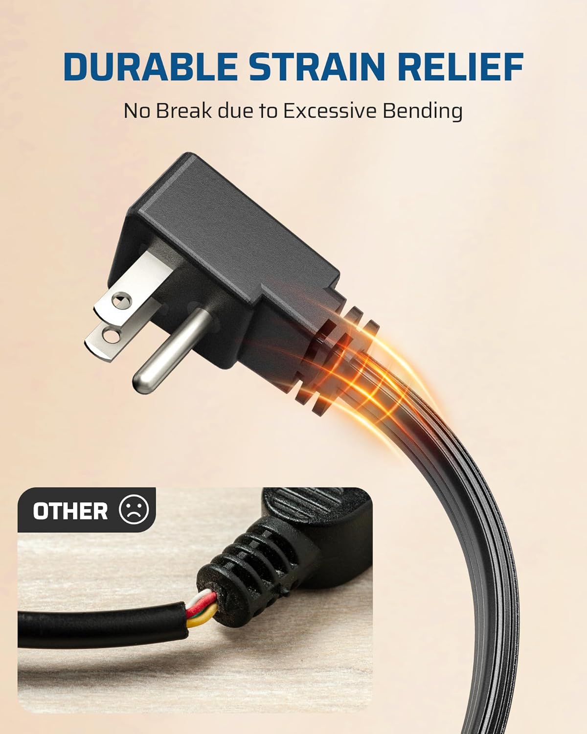 DEWENWILS Heavy Duty 3FT Extension Cord with 3-Prong Flat Plug, 15A/1875W 14/3 SPT-3 Flat Wire, Space Saving for Home Office Appliances & Electronics, ETL Listed, 2 Pack, Black