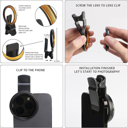 52MM Circular Polarizer Filter, Ultra Slim Multi-Coated CPL Lens Filter, Clip-on Phone Camera Filter Kit, Compatible for iPhone 15 14 13 12 11,Motorola, Google Pixel and Other Smart Phones