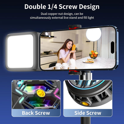 Cell Phone Cooler with LED, Cooling Power, Compatible with 2.5-3.5 Inch Wide Smartphones for Gaming, Live Streaming and Video Recording