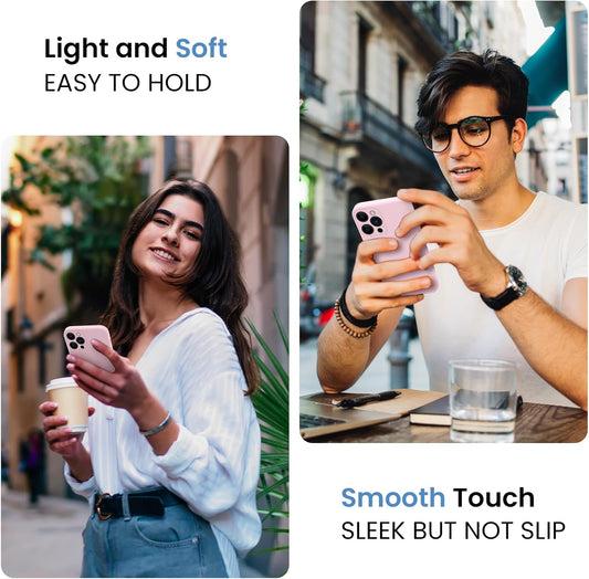 FireNova Designed for iPhone 15 Pro Max Case, Silicone Upgraded [Camera Protection] Phone Case with [2 Screen Protectors], Soft Anti-Scratch Microfiber Lining Inside, 6.7 inch, Chalk Pink