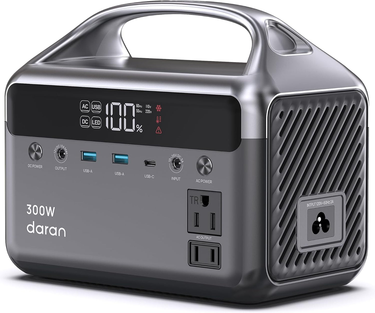 Portable Power Station 300W (600W Peak), 192Wh (60,000mAh) LiFePO4 Battery Backup with AC Outlets, 5.5LB Power Bank for Outdoor Camping, Traveling, Home & Emergency
