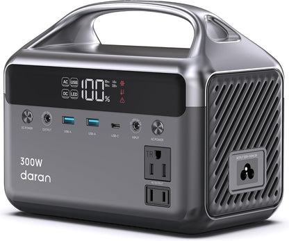 Portable Power Station 300W (600W Peak), 192Wh (60,000mAh) LiFePO4 Battery Backup with AC Outlets, 5.5LB Power Bank for Outdoor Camping, Traveling, Home & Emergency