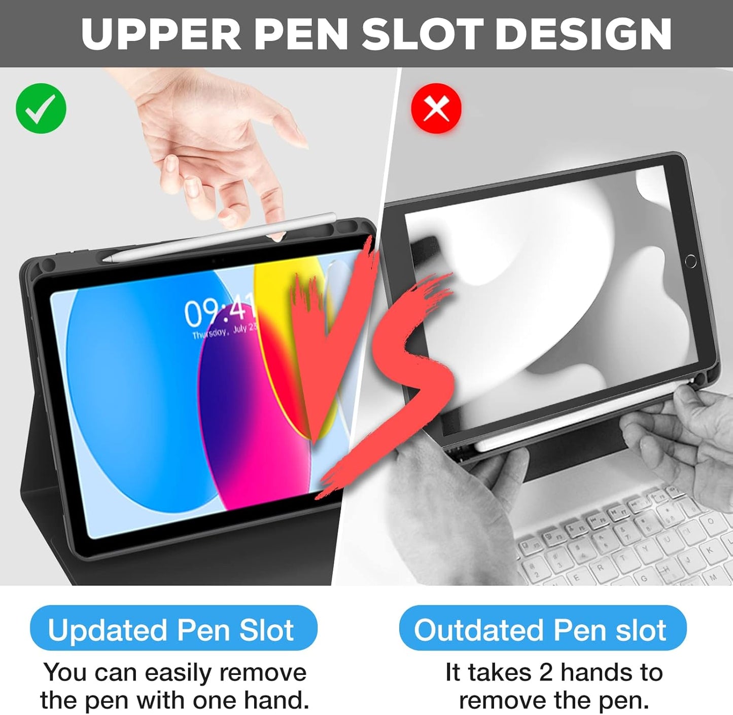 BLUTLOTUS Keyboard Case for iPad 10th Generation 2022 10.9 inch,360° Rotatable Keyboard Case with Pencil Holder, 7 Color Backlit Detachable Bluetooth Keyboard,Smart Folio Tablet Cover (Black)