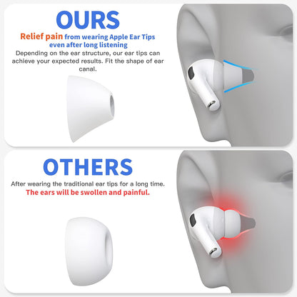 4 Pairs Ear Tips for AirPods Pro 1 & 2 [Relief Pain] [Fit in Case] Noise Cancellation Add Grip Sport Earbuds [US Patent Registered] (Medium)