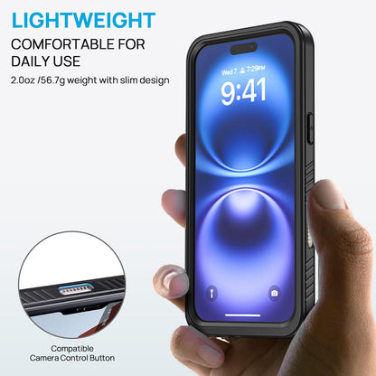 Lanhiem for iPhone 16 Case, IP68 Waterproof Dustproof Shockproof Cases with Built-in Screen Protector, 360 Full Body Protective Heavy Duty Rugged Phone Cover for iPhone 16-6.1 inch (Black/Clear)
