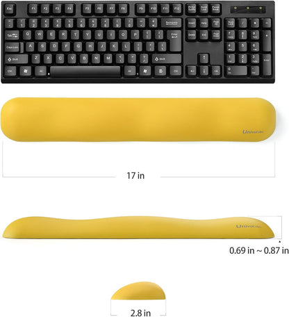 UnivoColors Design-Wave Set of Wrist Rest,Artificial Sheepskin+Memory Foam+Ergonomic+Anti-Slip Gel, Resilience Support During Work and Gaming,Keyboard Accessory,Yellow