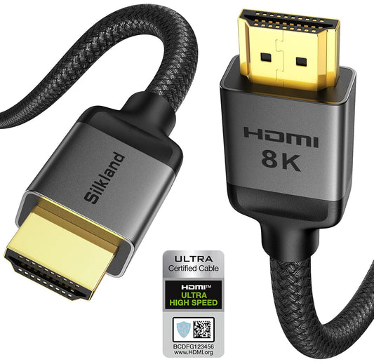 Silkland HDMI eARC/ARC Cable 3.3FT, 8K Certified Ultra High Speed HDMI 2.1 [8K@60Hz, 4K@120Hz] Dolby Atmos Vision, 48Gbps, HDR10, HDCP Compatible for Samsung/Bose/Vizio/SoundBar