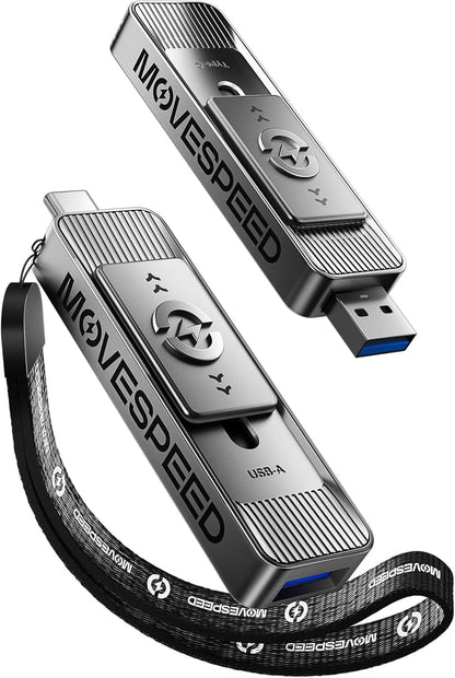 MOVE SPEED 512GB High-Speed 1050MB/s Read Pro Solid State Drives - Dual Ports USB 3.2 +Type C for Mac iOS Android Creators & Photographers