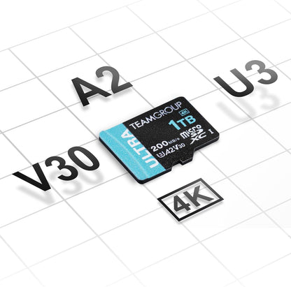 TEAMGROUP A2 Ultra Card 256GB Micro SDXC UHS-I U3 A2 V30, R/W up to 200/150 MB/s with Adapter TULMSDX256GIA2V3022503