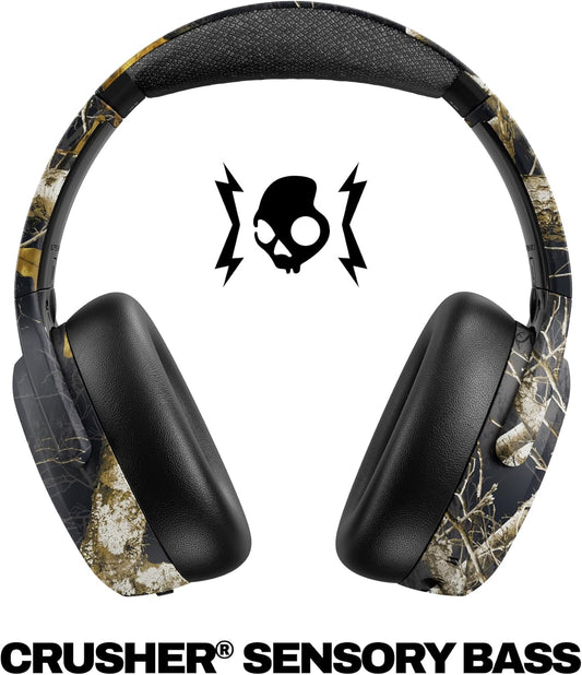 Skullcandy Crusher ANC 2 Wireless Over-Ear Bluetooth Headphones with Multi-Sensory Bass, Active Noise Cancelling, Up to 60 Hours Battery, Microphone for iPhone Android - Realtree Edge Colors Black