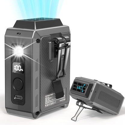 COMLIFE Portable Mini Waist Fan - Rechargeable Clip on Belt Wearable Body Fan, Max 20H Cooling, 5 Speeds 16000RPM Turbo Hands-Free Under-Shirt Neck Fan for Outdoor Jobsite Camping Traveling