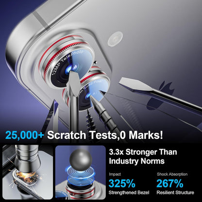 X-it 2 Pack Camera Lens Protector, Shatterproof Anti-Scratch Ultra HD Mechanical Gear Camera Protector, Anti-Glare 9H Tempered Glass Lens Protector for iPhone 16/iPhone 16 Plus,Case Friendly,SilverRed