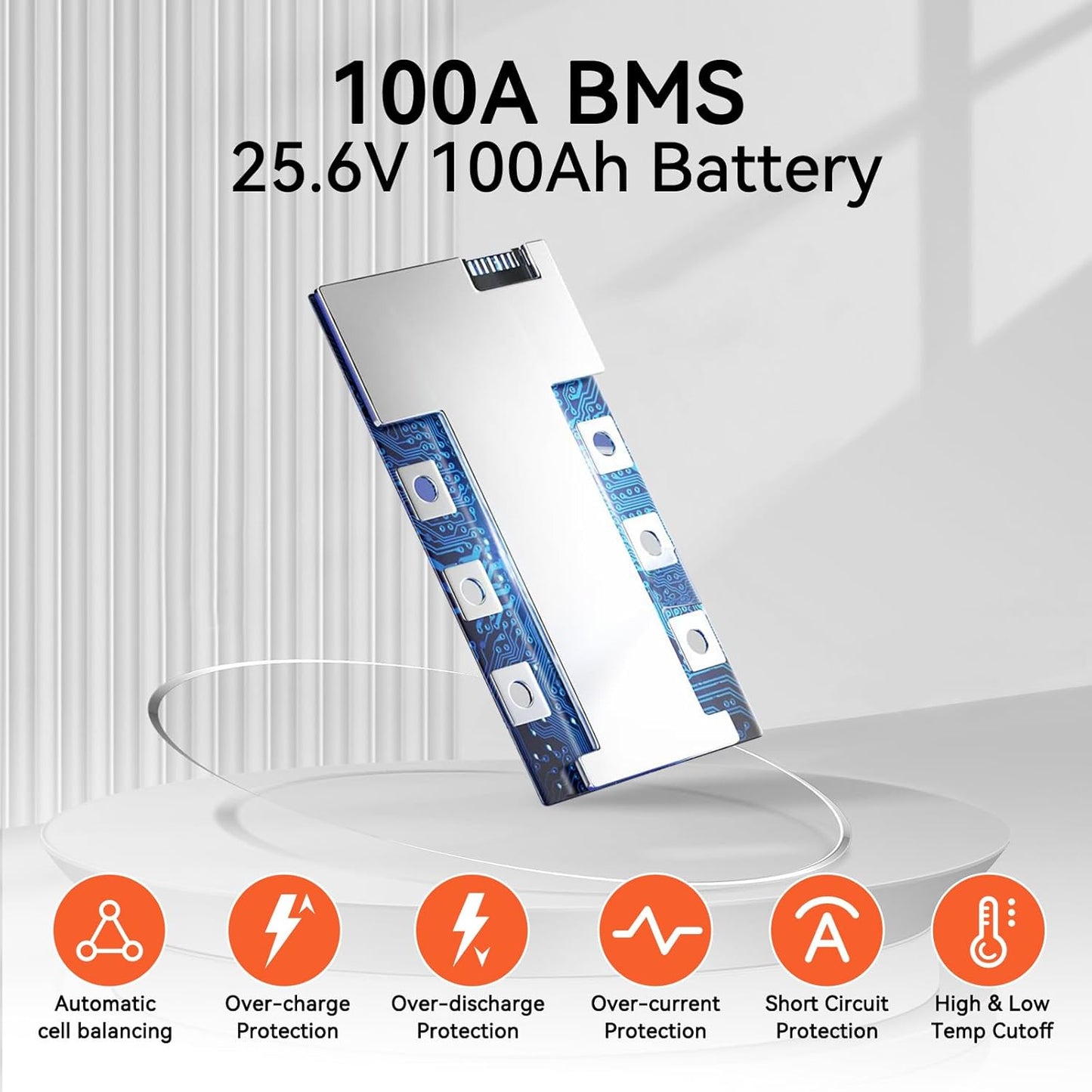 2 Pack 24V 100Ah LiFePO4 Lithium Battery, Built-in 100A BMS with Low-Temp, 15000+ Deep Cycles 10 Years Lifespan, 2560Wh Lithium Iron Phosphate Battery, for RV Solar Energy Off Grid