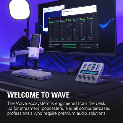 Elgato Wave:3 White Kit - Premium Studio Quality USB Condenser Microphone with Shock Mount and Pop Filter, for Streaming, Podcast, Gaming and Home Office, Free Mixer Software, Plug & Play for Mac, PC