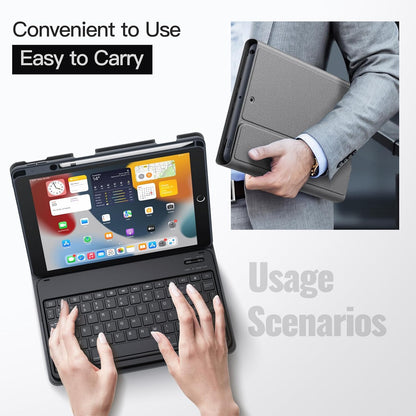 JETech Keyboard Case for iPad 10.2-Inch (2021/2020/2019 Model, 9th/8th/7th Generation) with Pencil Holder, Magnetic Detachable Bluetooth Wireless Keyboard, Soft TPU Back Stand Cover (Space Gray)