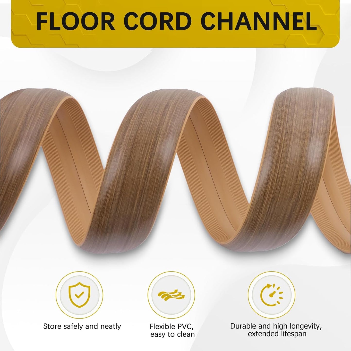 Floor Cord Cover 10FT Cord Covers for Wires on Floor Protect Wires & Prevent Trip Hazards, Easy to Cut for Home, Office, School, Concerts, Cavity W0.6in x H0.32in