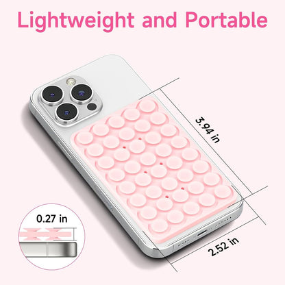 Silicone Suction Cup Phone Case Mount Double Sided, Phone Accessories Hands-Free Strong Grip Holder for Selfies and Videos, Silicon Phone Stand for iPhone and Android Pink